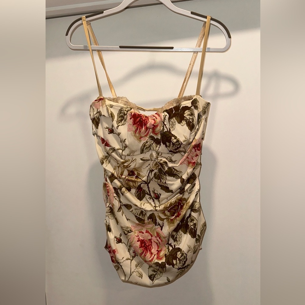 Dolce & Gabbana Floral Ruched Bustier Top